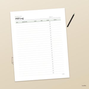 Utskrivbar medicinspårare | Ifyllbar PDF-vårdgivarepärm, pillerlogg, medicinlista, vitala värden och möteslogg | Letter A4 bild 8