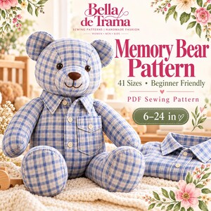 Patrón de costura del Oso de la Memoria / 41 tallas, apto para principiantes (descarga en PDF)