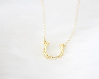 horse shoe necklace - 14 karat gold filled, minimalist, dainty jewelry / gift under 25
