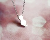 tiny cat necklace - cute dainty silver jewelry - gift for her under 20usd
