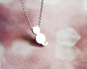 tiny cat necklace - cute dainty silver jewelry - gift for her under 20usd