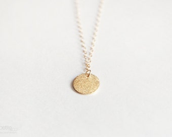 tiny disc necklace - 14 karat gold filled, minimalist, dainty jewelry / gift under 25