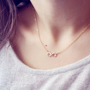 infinity friendship delicate necklace dainty minimalist gold jewelry / gift for her image 1