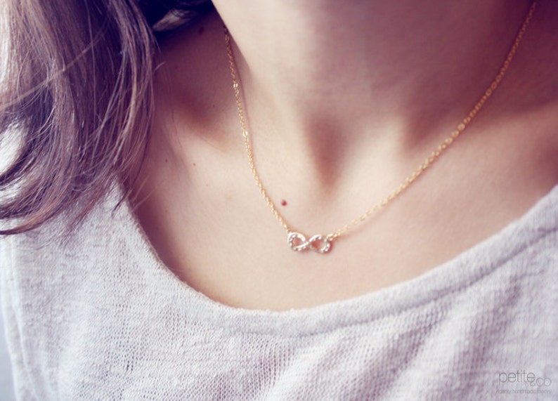 infinity friendship delicate necklace dainty minimalist gold jewelry / gift for her image 1