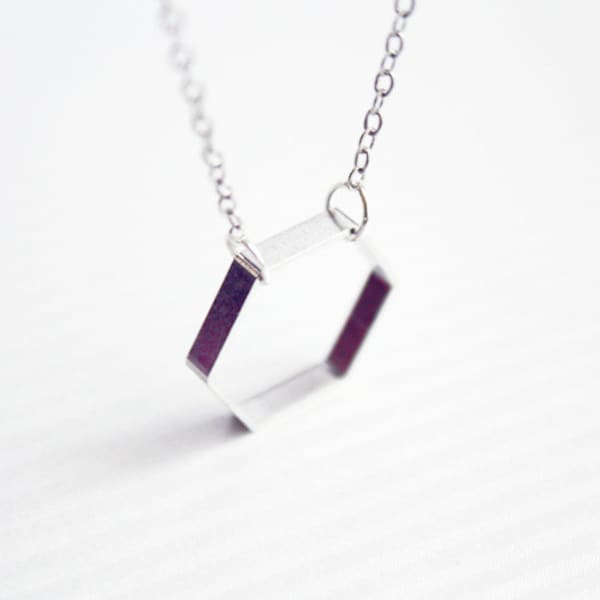 hexagon necklace -  geometric jewelry - delicate minimalist / gift for her