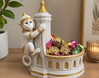 Zuckerdose in Form eines thailändischen Tempelwächters, 3D-gedrucktes architektonisches Kaffeestations-Accessoire, einzigartiger Tischzuckerbehälter