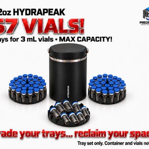 Hydrapeak Vial Storage Trays for 32oz and 25oz | 3mL and 10mL | Up to 67 Vials