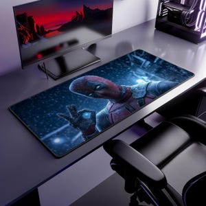 Deadpool Mouse Pad, Marvel Deadpool Desk Mat, Snow Winter Gaming Mousepad, Superhero Gamer Gift, Large Extended Desk Pad, PC Setup