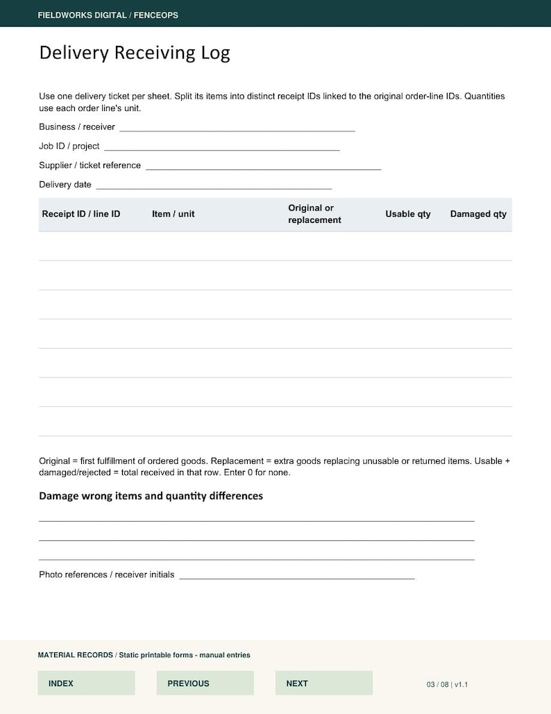 Fence Material Order & Delivery Tracker, Excel Spreadsheet, Word and ...