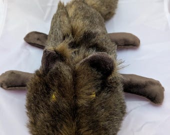 Handmade Brown Plush Wolf Stuffed Animal - Floppy Wolf Plushie - Made to Order - 7 inches tall 10 inches wide