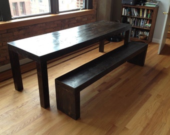 Modern style reclaimed wood dining table set (1 bench)