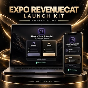 Kit de lanzamiento Expo RevenueCat - Código fuente inicial para muro de pago por suscripción | Licencia personal