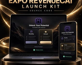 Kit de lançamento Expo RevenueCat - Código-fonte inicial do Paywall por assinatura | Licença pessoal