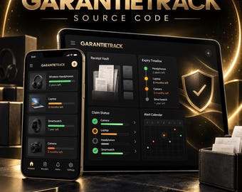 Código-fonte do aplicativo GuaranteeTrack | Rastreador de garantia React Native Expo | SaaS Freemium | Direitos totais incluídos
