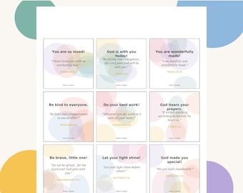 Christian Lunchbox Notes, 54 Bible Verse Cards for Kids (Digital Download)