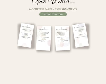 Open When Scripture Cards, 60 Encouragement Bible Verses (Instant Download)