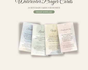 Watercolor Scripture Prayer Cards for Women, Keychain Bible Verses (Digital Download)