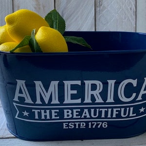 Decoración de granja, Maceta de granja, Decoración personalizada, Lata de granja, América la Bella, Decoración patriótica, Decoración del 4 de julio, Decoración americana
