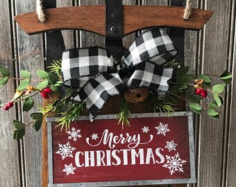 farmhouse christmas decor decorated sled farmhouse sled christmas decor christmas sled buffalo plaid decor farmhouse door decor - Wooden Sled Decoration Christmas farmhouse christmas decor decorated sled farmhouse sled christmas decor christmas sled buffalo plaid decor farmhouse door decor - Wooden Sled Decoration Christmas