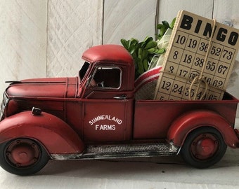 old fashioned red metal truck