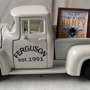 Diecast Farm Truck Decor, Personalized Honey Bee Sign, 1:24 Scale