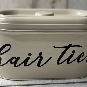 Farmhouse Decor, Personalized Tin, Personalized Storage Container, Hair Accessory Storage, Makeup Storage, Bathroom Storage Container