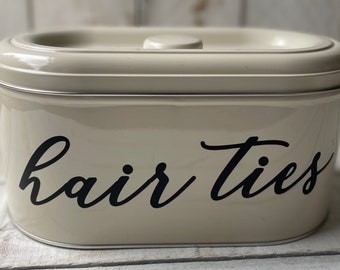 Farmhouse Decor, Personalized Tin, Personalized Storage Container, Hair Accessory Storage, Makeup Storage, Bathroom Storage Container