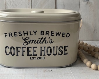 Farmhouse Decor, Coffee Bar Decor, Kitchen Storage, Coffee Storage, Coffee Container, Coffee Pod Box, Kitchen Decor, Personalized Tin