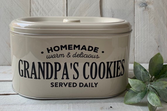 Farmhouse  Decor,Personalized Tin, Farmhouse Kitchen Decor, Kitchen Decor, Personalized Cookie Tin, Grandpa Gift, Father's Day Gift