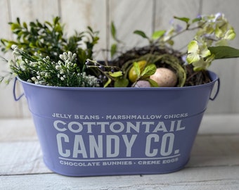 Farmhouse Decor, Farmhouse Planter, Personalized Decor, Farmhouse Tin, Easter Decor, Easter Basket, Easter Bunny Decor,  Spring Decor