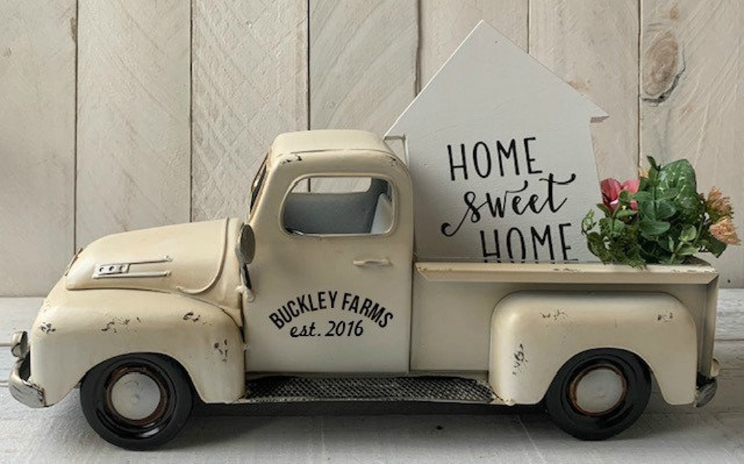 Farmhouse Decor, White Farm Truck, White Truck, Flower Truck