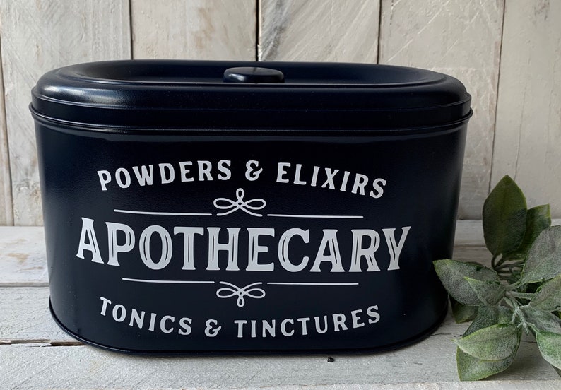 Farmhouse Decor, Apothecary Tin, Bathroom Decor, Farmhouse Bathroom Decor, Personalized Tin, Decorative Tin, Personalized Decor, Apothecary image 1