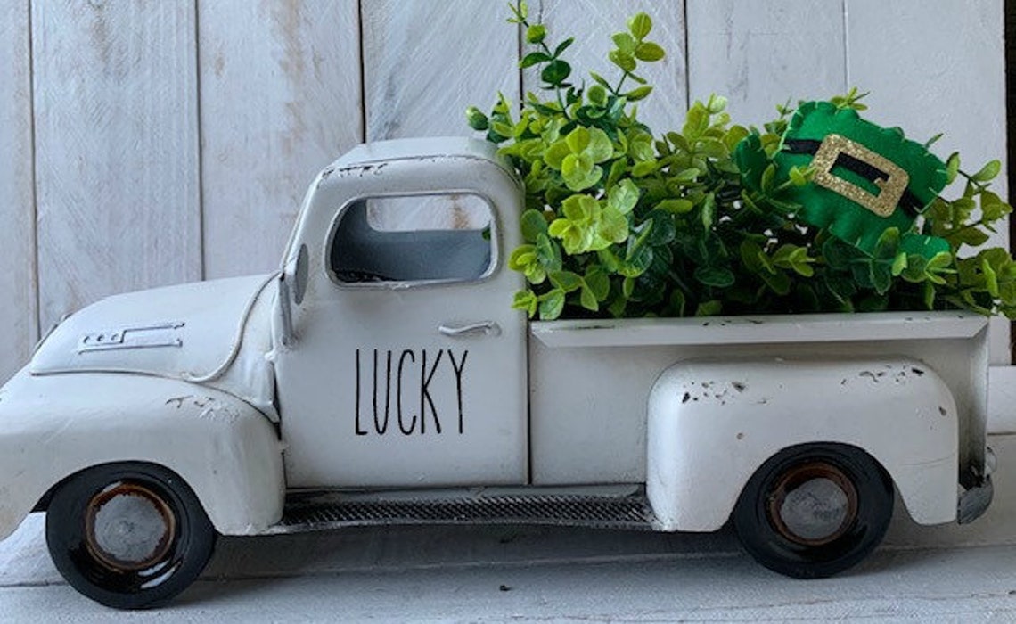 Farmhouse Decor White Farm Truck White Truckst Patricks Day Etsy