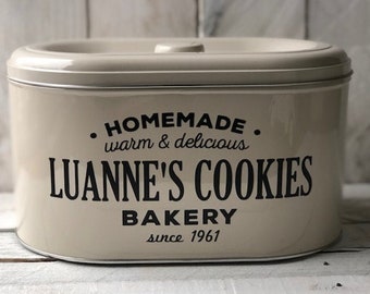 Personalized Farmhouse Cookie Tin, Custom Kitchen Decor