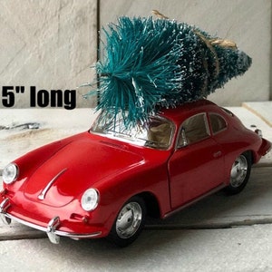 Diecast Vintage Porsche Christmas Tree, Christmas Tree Car, Christmas Red Car, Farmhouse Christmas Decor, Farmhouse Red Car,Christmas Decor