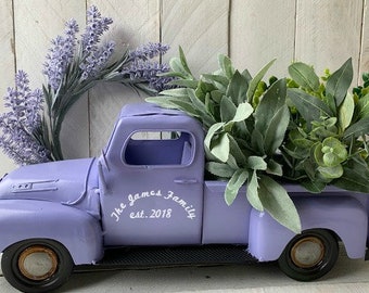 Farmhouse Decor, Purple Farm Truck, Purple Truck, Flower Truck, Personalized Truck, Metal Farm Truck, Spring Truck, One of a Kind Gift