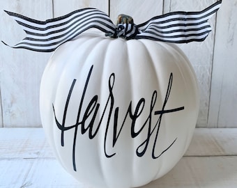 Farmhouse Fall Decor, Farmhouse Pumpkin, Personalized Pumpkin,Fall Decor,Harvest Pumpkin,Painted Pumpkin,Halloween Decor, Thanksgiving Decor