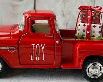 Farmhouse Decor, Little Red Truck, Red Christmas Tree Truck,Farmhouse Christmas, Red Farm Truck,Red Truck Decor,Tiered Tray Decor, Red Truck