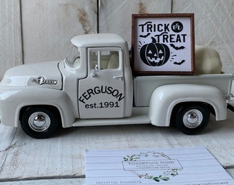 White Farm Truck,Personalized Truck, Halloween Truck, Fall Truck,Farmhouse Decor,Farm Truck Decor, Personalized Ford Truck, Fall Decor