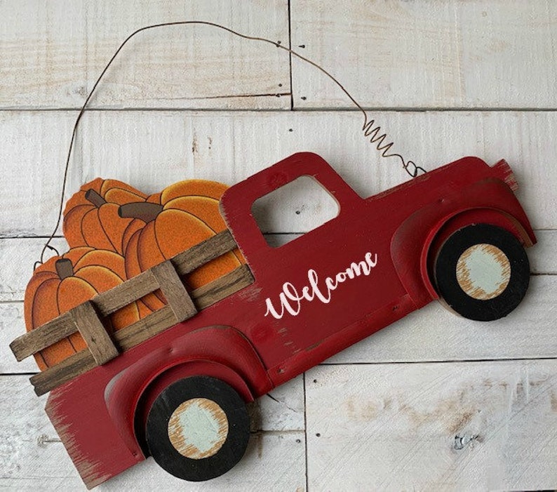 Farmhouse Red Truck Signred Truck Decor Little Red Truck Etsy