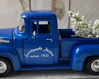 Metal Farm Truck,Personalized Truck, Farmhouse Truck Decor, Truck Decor, Blue Truck,, Little blue Truck,Spring Decor, Model Farm Truck