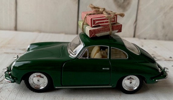 Vintage Porsche Christmas Tree, Christmas Tree Car, Christmas Red Car, Farmhouse Christmas Decor, Farmhouse Red Car,Christmas Decor