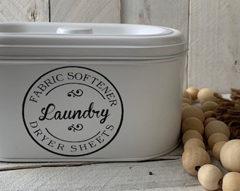 Farmhouse Decor, Laundry Decor, Laundry Storage, Fabric Softener Tin, Dryer Sheet Tin, Laundry Room Decor, Laundry, Farmhouse Storage