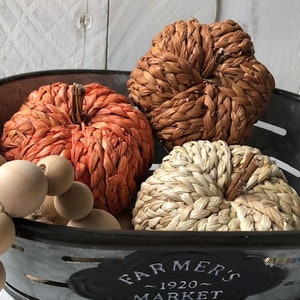 Farmhouse Decor, Farmhouse Fall Decor, Tier Tray Pumpklns, Rattan Pumpkins, Mini Pumpkins, Decorative Pumpkins,Fall Decor, Halloween Decor