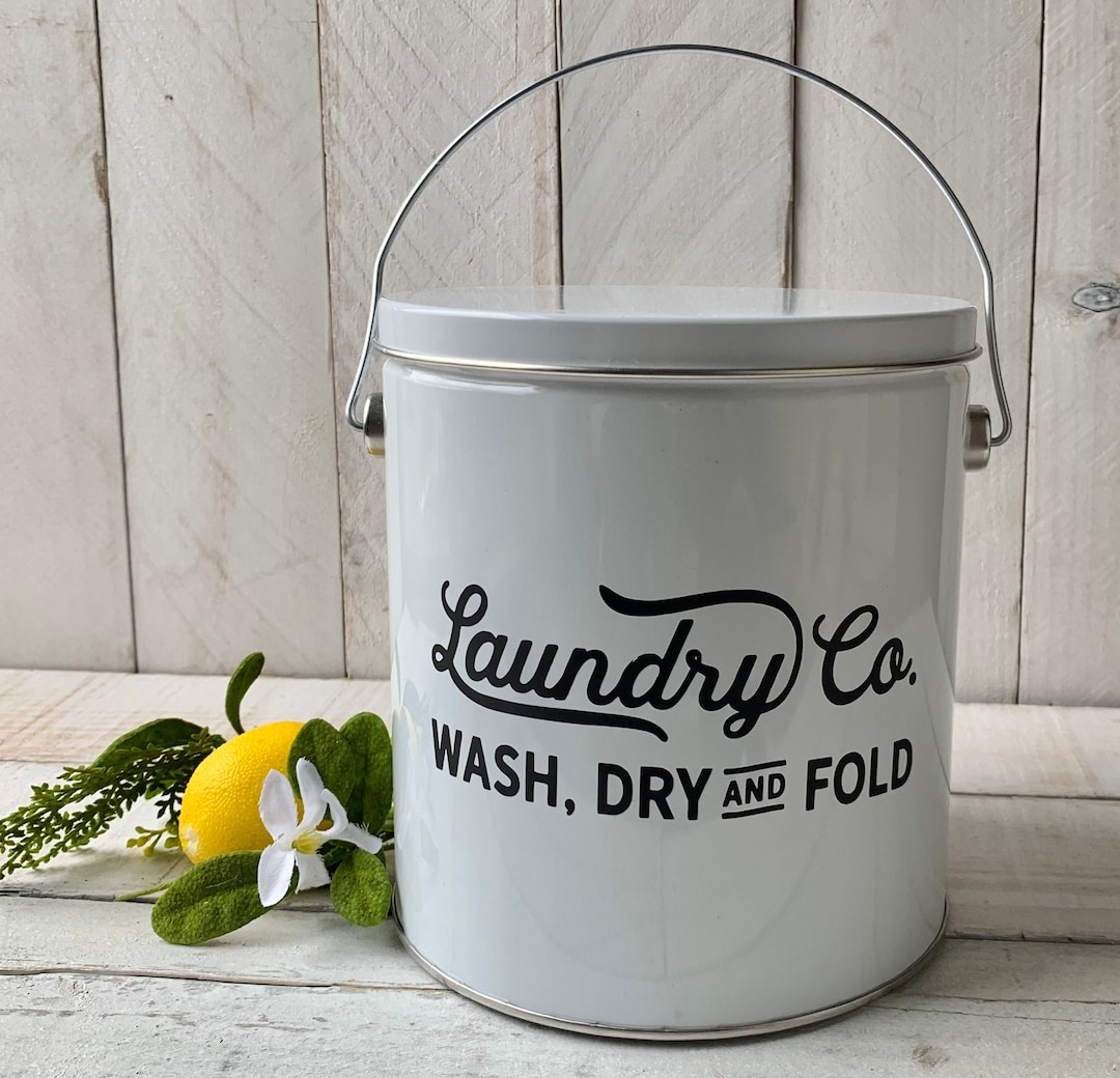 Farmhouse Decor, Laundry Decor, Laundry Storage, Personalized Laundry Tin, Detergent Storage