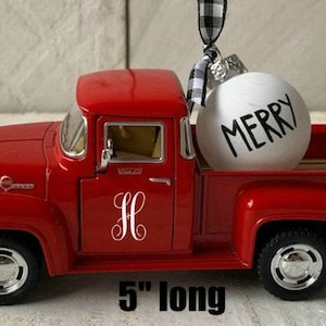 Farmhouse Decor, Metal Christmas Truck, Christmas Decoration,Red Farm Truck, Christmas Truck,Buffalo Check Decor,Personalized Truck,Monogram