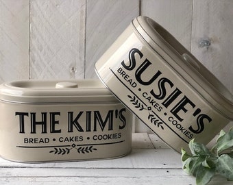 Farmhouse  Decor, Personalized Cookie Tin, Farmhouse Kitchen Decor, Kitchen Decor, Personalized Tin, Cookie Jar, Bakery Tin, Bakery Box