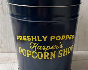 Personalized Popcorn Tin, Personalized Snack Tin, Tin Year Anniversary Gift, Personalized Gift Idea, Popcorn Tin, Corporate Gift,Storage Tin