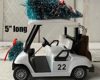 Farmhouse Decor,  Christmas Decoration, Christmas Tree Golf Cart, Christmas Golf Cart, Tiered Tray Decor, Golfers Gift, Golf Gift
