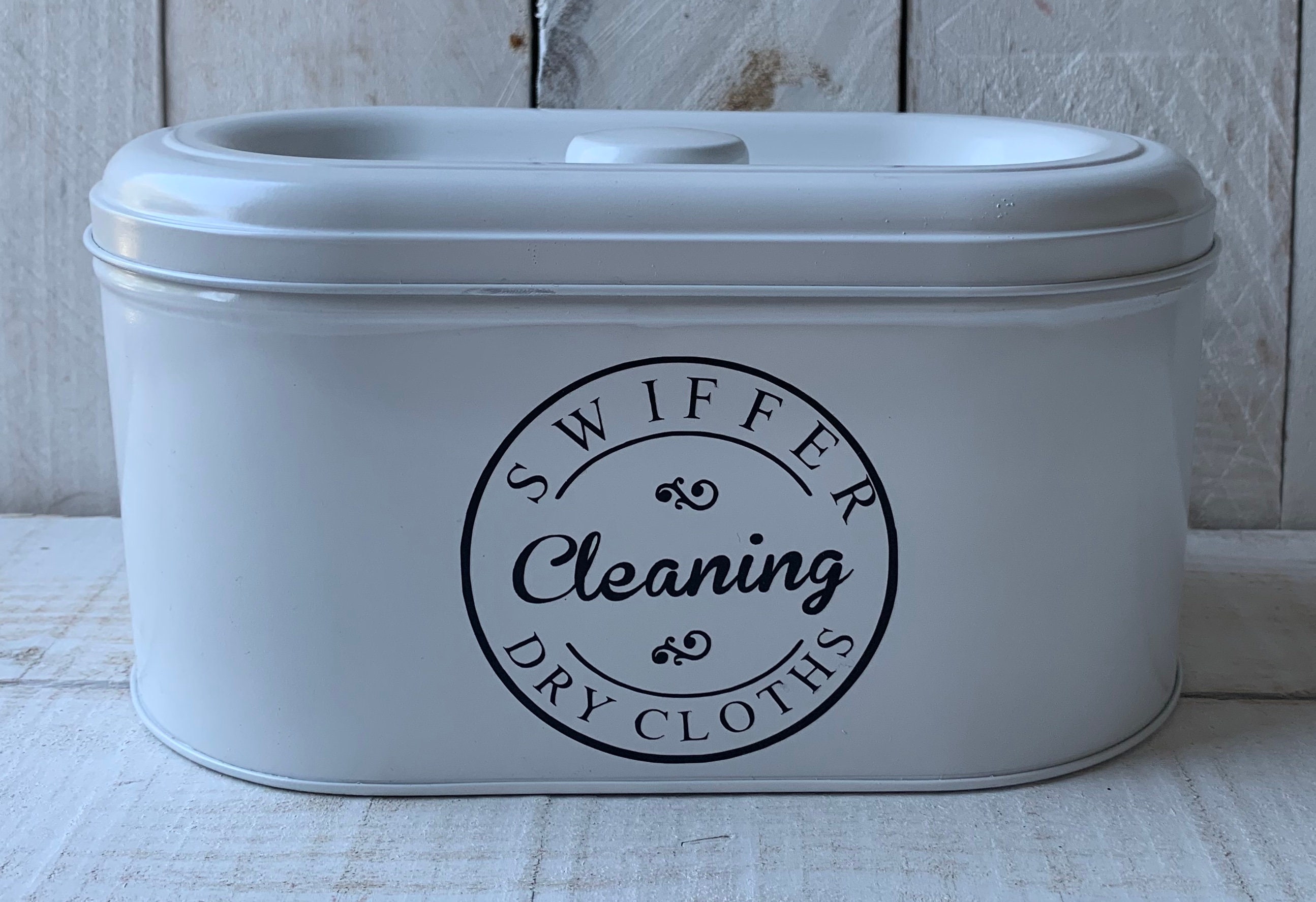 Farmhouse Decor, Laundry Decor, Kitchen Storage, Cleaning Cloth Tin, Swiffer Container, Laundry Room Decor, Laundry, Farmhouse Storage